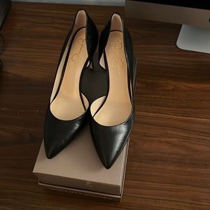 Women’s Jessica Simpson size 13 heels black animal texture “JS paryn” ~4.5” heel